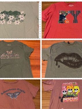 American Eagle Outfitters Rose Graphic Butterfly Tee Lot of 7 Women’s Tees.